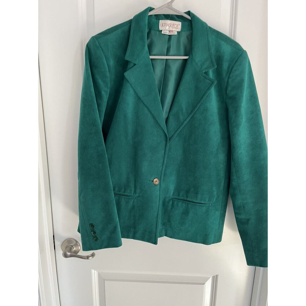 Vintage Women’s Count Romi ultra suede green blazer size 14 Union Label
